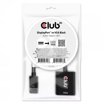 CLUB3D DisplayPort™ a VGA negro adaptador activo M/H