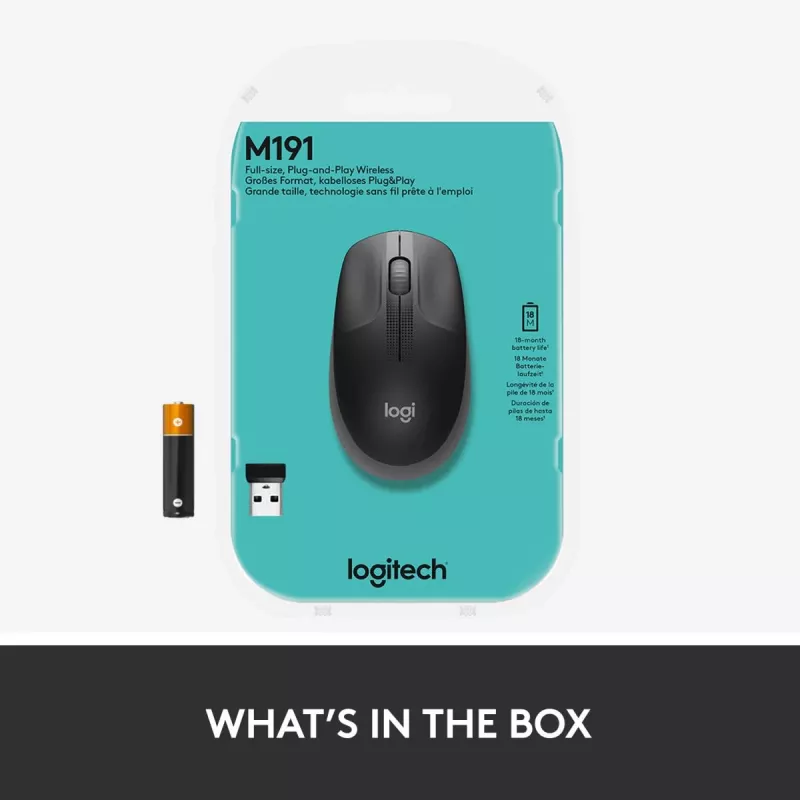 LOGITECH M190 ratón inalámbrico tamaño completo Charcoal
