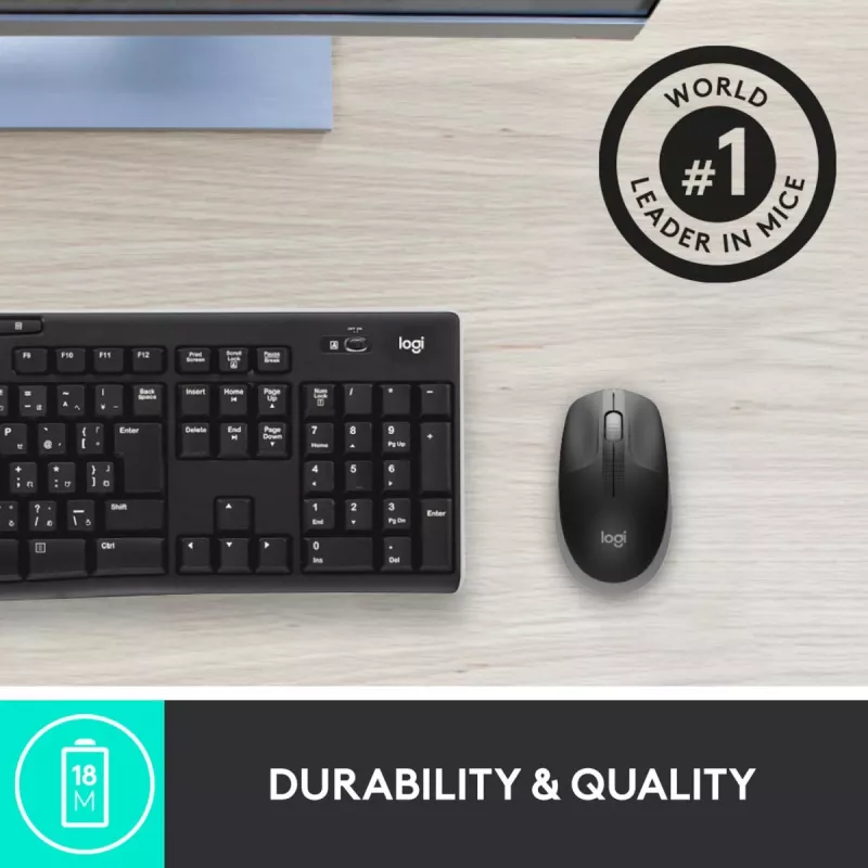 LOGITECH M190 ratón inalámbrico tamaño completo gris medianoche