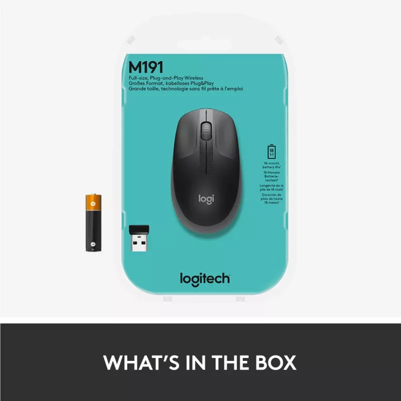 LOGITECH M190 ratón inalámbrico tamaño completo gris medianoche