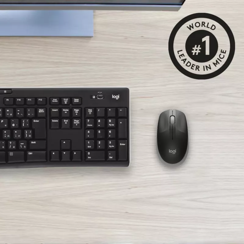LOGITECH M190 ratón inalámbrico tamaño completo gris medianoche