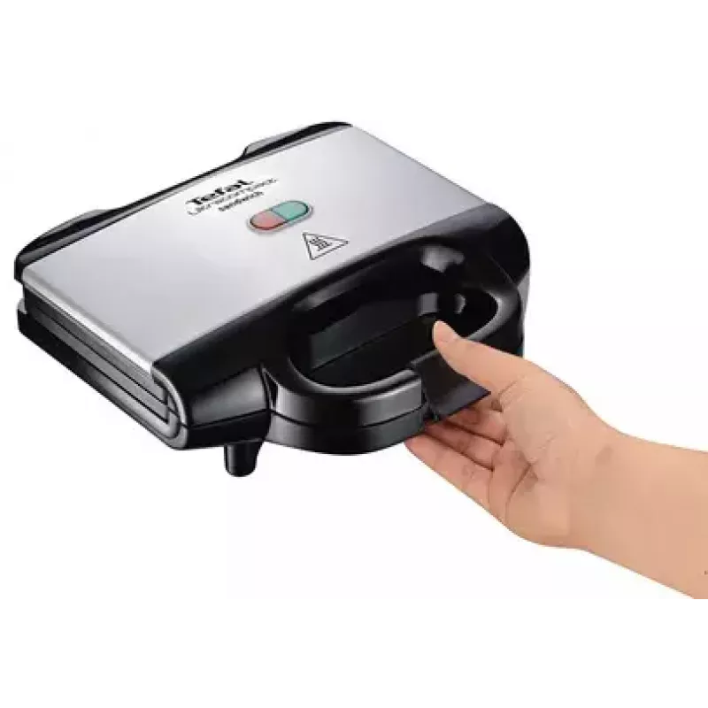 Sandwichera Tefal SM1572, 700 W, placas grill 230 x 130 mm, acero inoxidable/negro