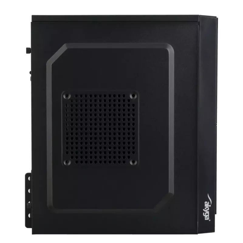 Caja de PC Micro-ATX Akyga AK36BK, Micro ATX / Flex ATX / Mini ITX, USB 3.0 + USB 2.0, sin fuente de alimentación, negro