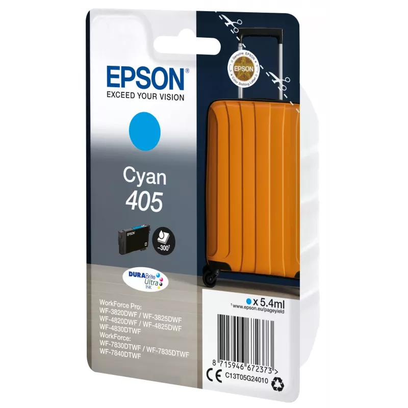 Cartucho de tinta Epson cian 405 DURABrite Ultra Ink 1 ud. original rendimiento estándar