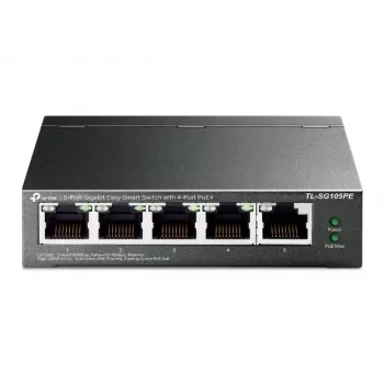 Switch TP-Link 5 puertos Gigabit Easy Smart PoE con 4 puertos PoE+
