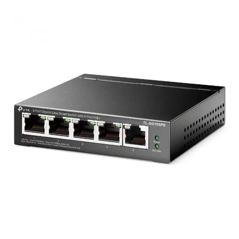 Switch TP-Link 5 puertos Gigabit Easy Smart PoE con 4 puertos PoE+