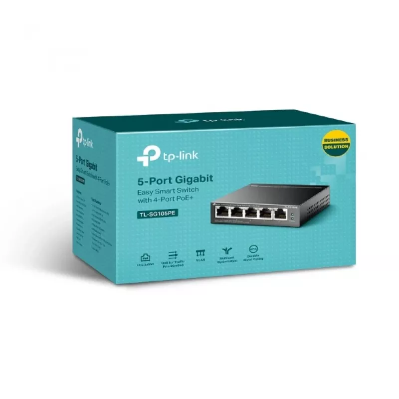 Switch TP-Link 5 puertos Gigabit Easy Smart PoE con 4 puertos PoE+