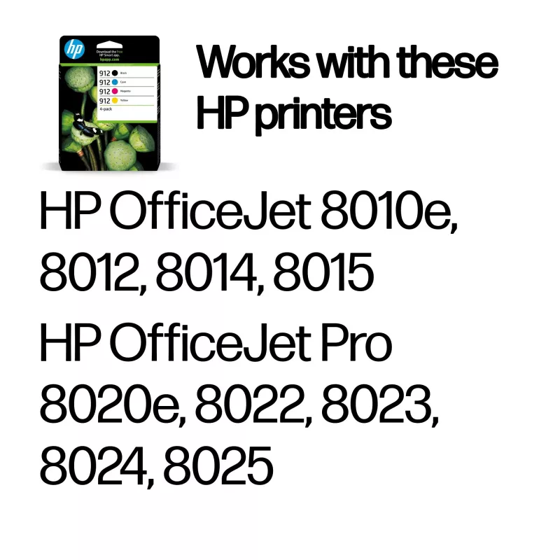 HP 912 pack de 4 cartuchos de tinta originales Negro/Cian/Magenta/Amarillo
