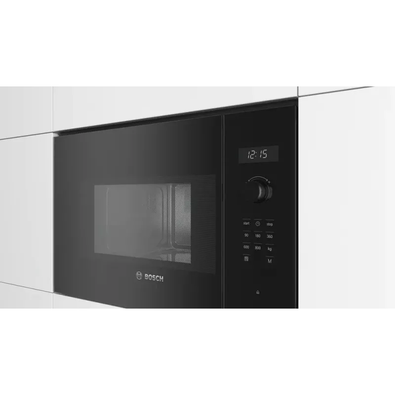 Microondas de encastre solo Bosch Serie 6 BFL524MB0 — 800 W, 20 L, grill, táctil y mando giratorio, negro