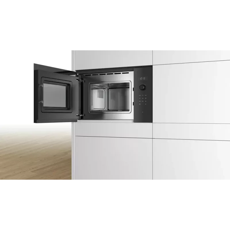 Microondas de encastre solo Bosch Serie 6 BFL524MB0 — 800 W, 20 L, grill, táctil y mando giratorio, negro