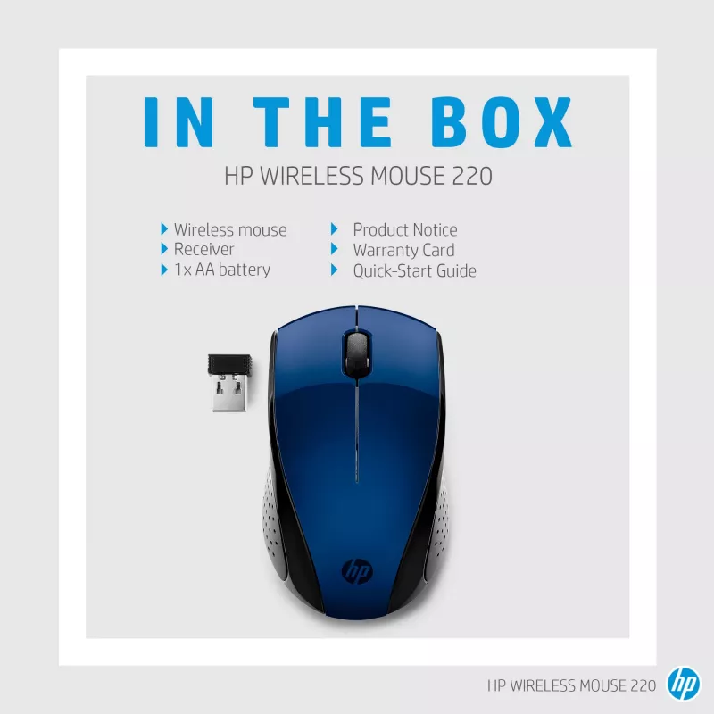 Ratón inalámbrico HP 220 (Lumiere Blue), ambidiestro, RF Wireless, Azul