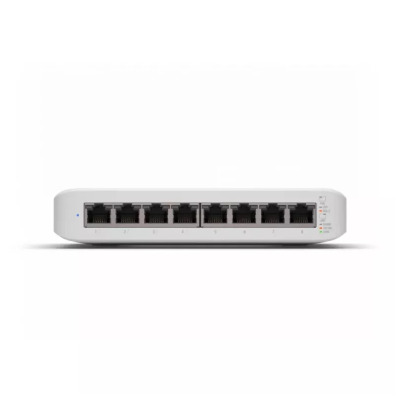 Switch gestionado UBIQUITI UniFi Switch Lite 8 PoE L2, 8× Gigabit, 4× PoE+ (30 W/puerto), 54 V DC, 60 W consumo