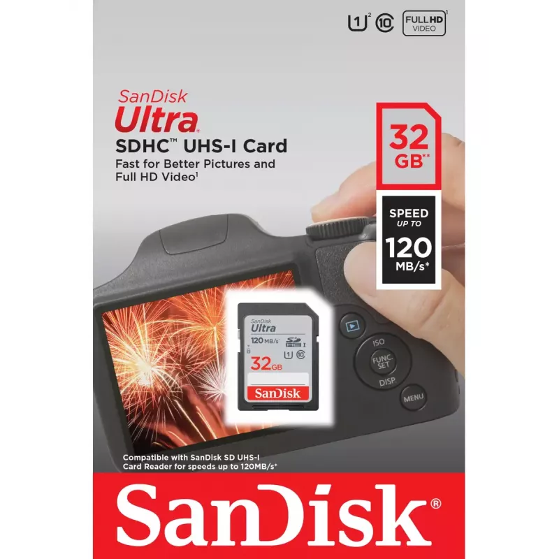 WESTERN DIGITAL SanDisk Ultra 32GB tarjeta de memoria SDHC Clase 10 UHS-I 120MB/s (SDSDUN4-032G-GN6IN)