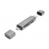 DIGITUS Combo Card Reader Hub (USB-C+USB 3.0) 1x SD, 1x MicroSD, 1x USB 3.0, gris