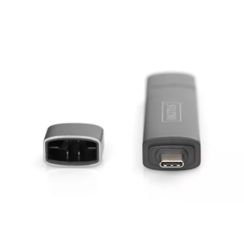 DIGITUS Combo Card Reader Hub (USB-C+USB 3.0) 1x SD, 1x MicroSD, 1x USB 3.0, gris