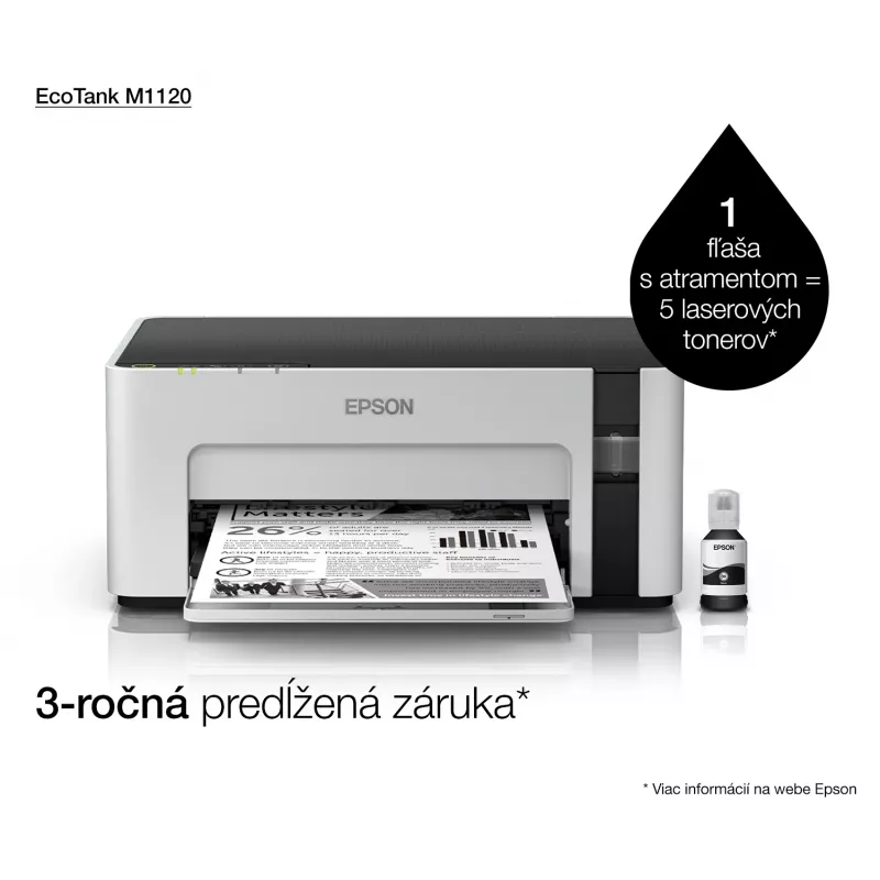 Impresora de inyección de tinta Epson EcoTank ET-M1120 — monocromo, A4, 1440x720 DPI, Wi‑Fi, depósito de tinta rellenable