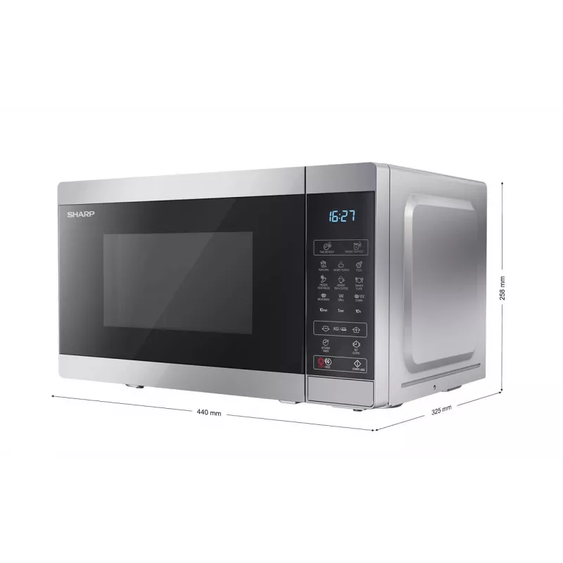 Microondas Sharp YC-MG02E-S negro, acero microondas combinado de sobremesa 20 l 800 W