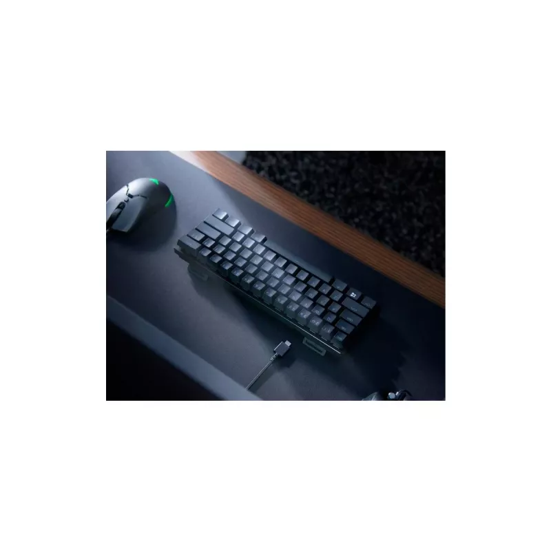 Teclado mecánico gaming Razer Huntsman Mini, formato mini, QWERTY US International, interruptores ópticos, con cable USB, negro