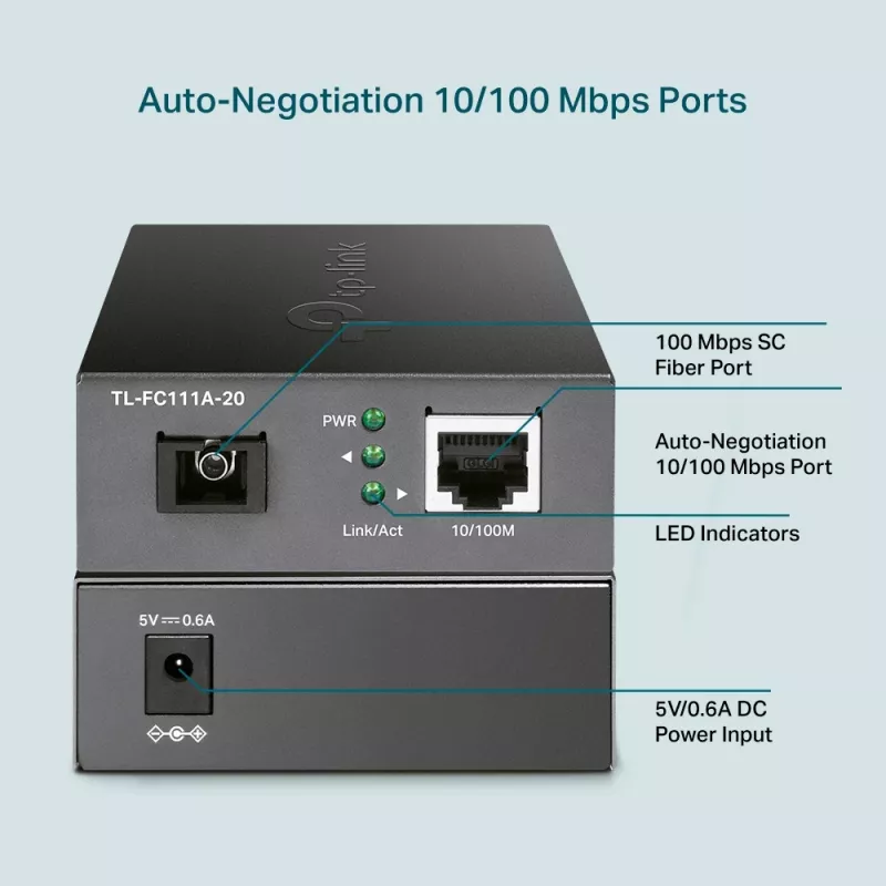 Convertidor de medios WDM TP-Link 10/100 Mbps