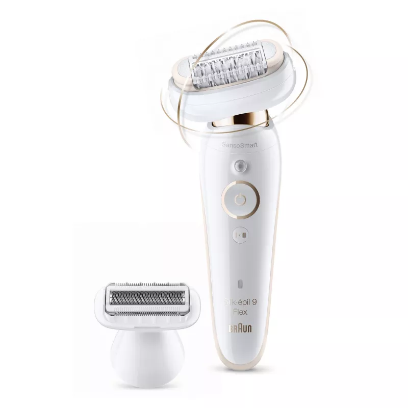 Depiladora BRAUN Silk-epil 9 Flex SES9002 — 40 minutos de autonomía, húmedo y seco, 40 pinzas, 2 velocidades, blanco/dorado