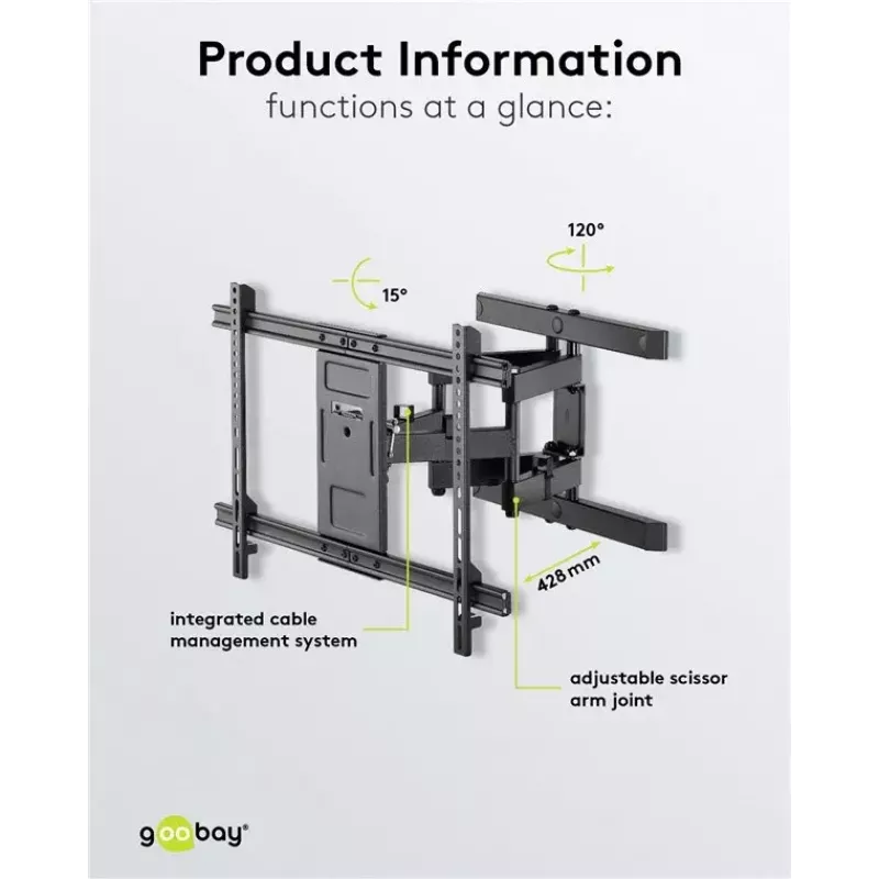Soporte de pared para TV Goobay Pro FULLMOTION (L) 60 kg 37–70