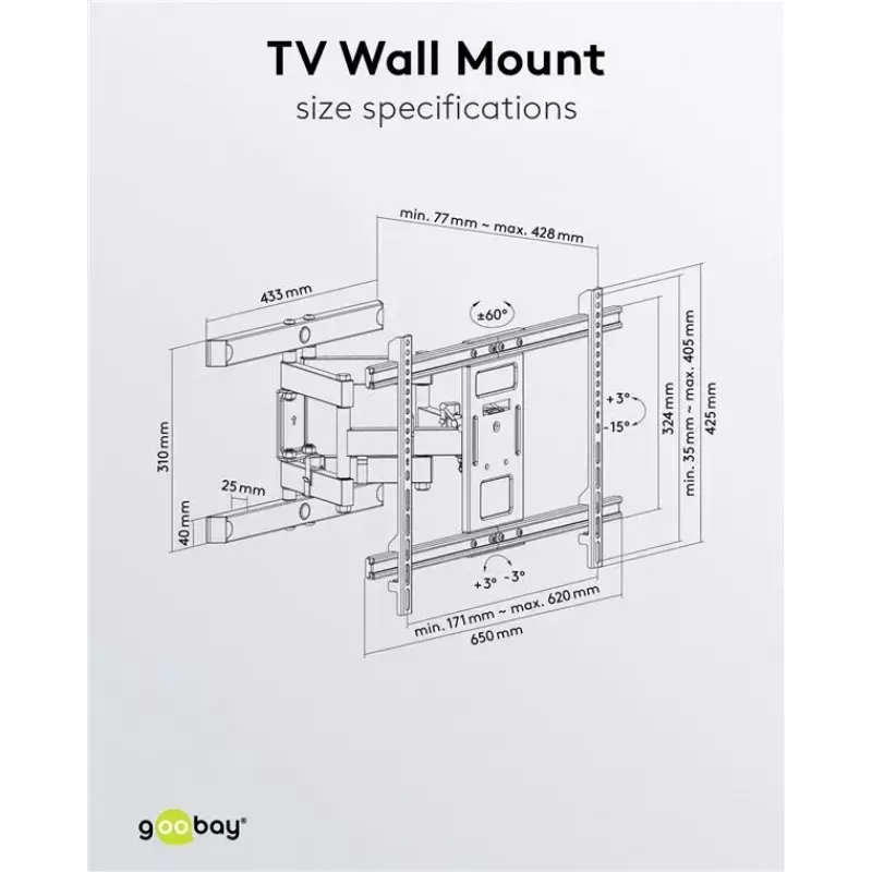 Soporte de pared para TV Goobay Pro FULLMOTION (L) 60 kg 37–70