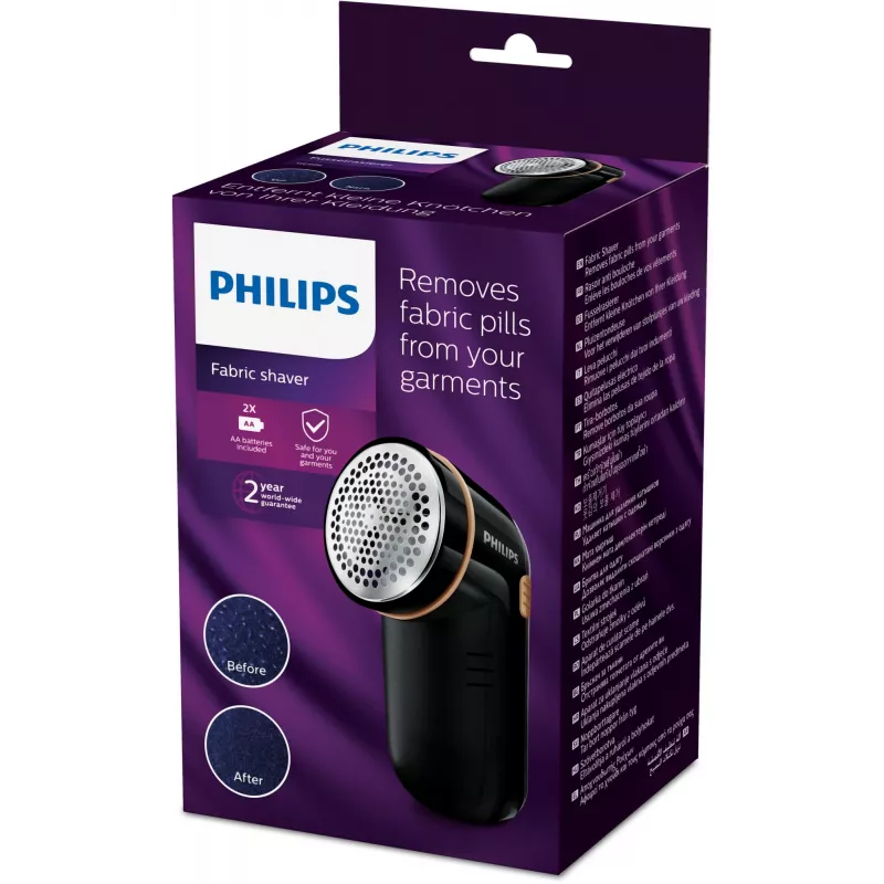 Afeitadora de pelusas Philips GC026/80, Negra, Alcalina, AA, 123 mm, 80 mm, 58 mm