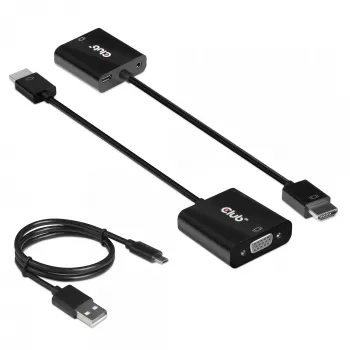 Adaptador de cable de vídeo CLUB3D CAC-1302 0,5 m HDMI Type A (estándar) VGA (D-Sub) Negro