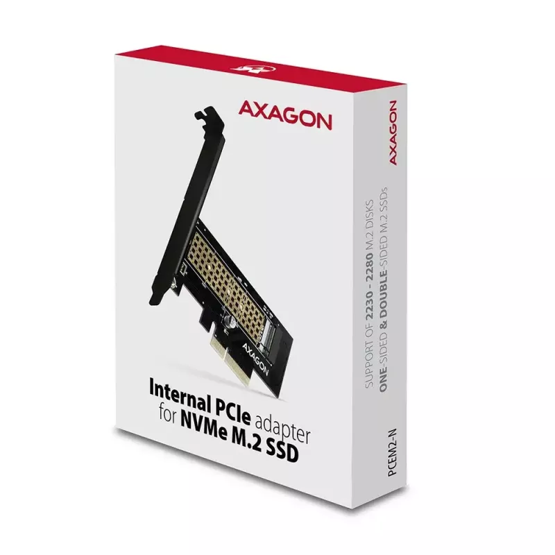 AXAGON ECO PCEM2-N Adaptador PCIE NVME M.2 Adaptador interno PCI-Express x4 para conectar una unidad SSD NVMe M.2 al ordenador
