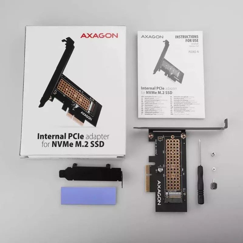 AXAGON ECO PCEM2-N Adaptador PCIE NVME M.2 Adaptador interno PCI-Express x4 para conectar una unidad SSD NVMe M.2 al ordenador