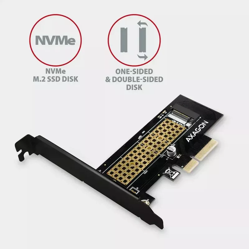 AXAGON ECO PCEM2-N Adaptador PCIE NVME M.2 Adaptador interno PCI-Express x4 para conectar una unidad SSD NVMe M.2 al ordenador
