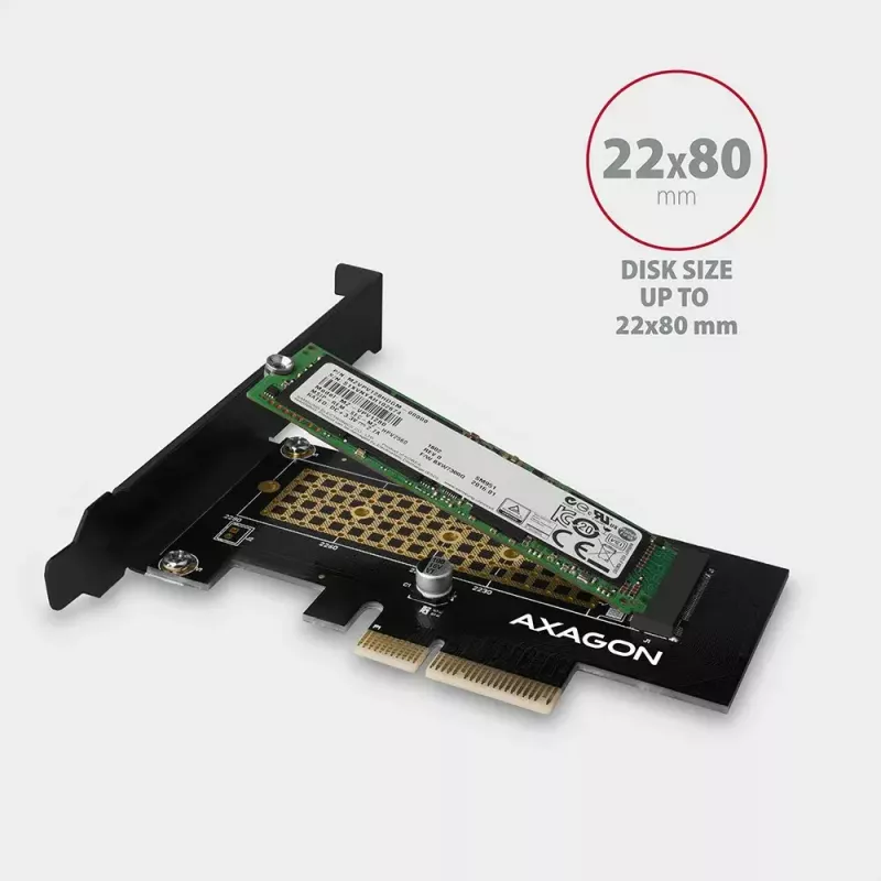 AXAGON ECO PCEM2-N Adaptador PCIE NVME M.2 Adaptador interno PCI-Express x4 para conectar una unidad SSD NVMe M.2 al ordenador