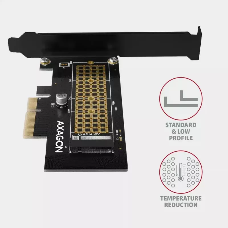 AXAGON ECO PCEM2-N Adaptador PCIE NVME M.2 Adaptador interno PCI-Express x4 para conectar una unidad SSD NVMe M.2 al ordenador