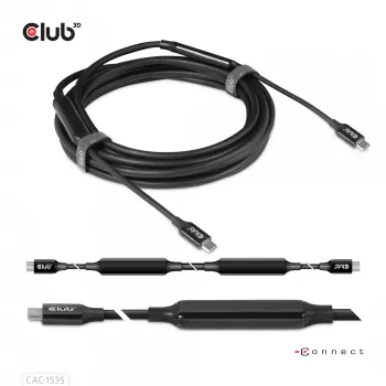 CLUB3D Cable USB 3.2 Gen2 Type C a C Activo Bidireccional 8K60Hz M/M 5m/16.4ft
