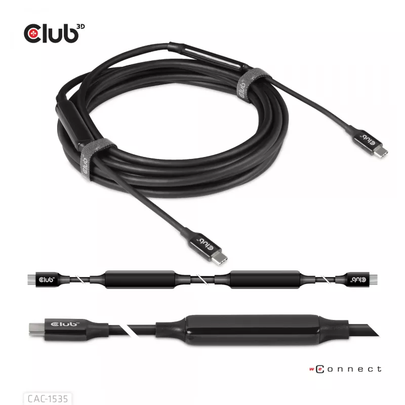 CLUB3D Cable USB 3.2 Gen2 Type C a C Activo Bidireccional 8K60Hz M/M 5m/16.4ft