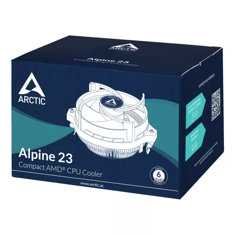 ARCTIC Alpine 23 - Disipador CPU compacto AMD Procesador Disipador de aire 9 cm Aluminio, Negro 1 ud.