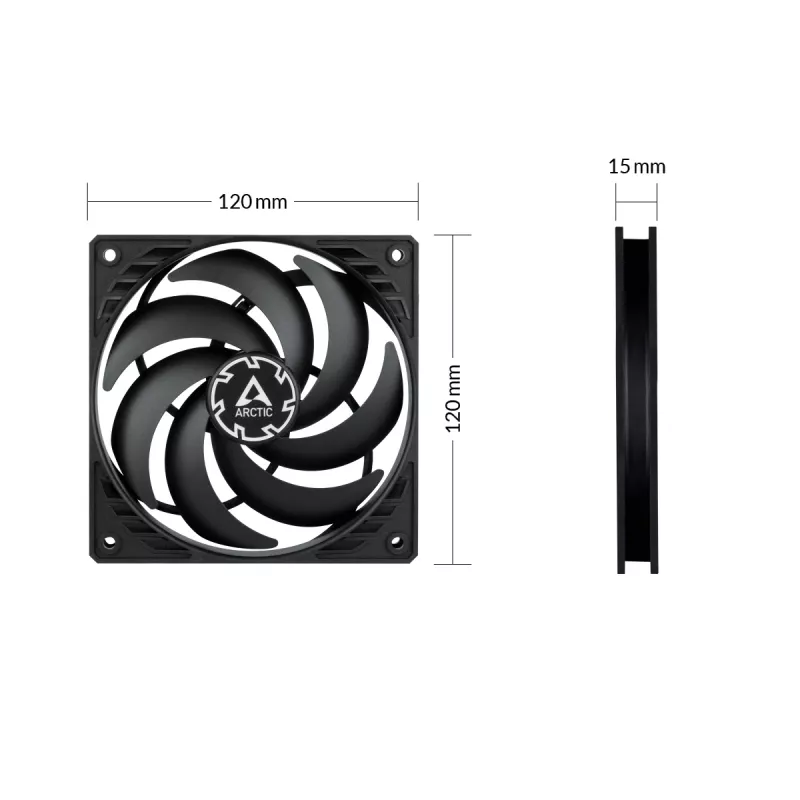 ARCTIC P12 Slim PWM PST Ventilador de 120 mm optimizado para presión con cable en Y integrado