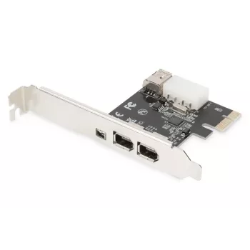 DIGITUS Tarjeta de interfaz IEEE 1394a, Pci-e, 3 puertos, 1x ext. 1394mini, 2x puertos ext. 1394a