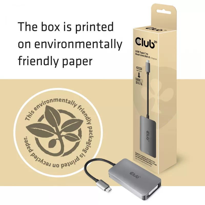Adaptador activo CLUB3D USB3.2 Gen1 Type-C a Dual Link DVI-D HDCP OFF versión M/H para Apple Cinema Displays