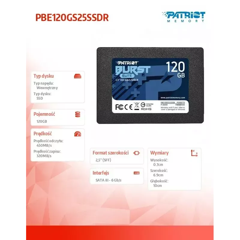 Unidad SSD 120 GB Burst Elite 450/320 MB/s SATA III 2.5