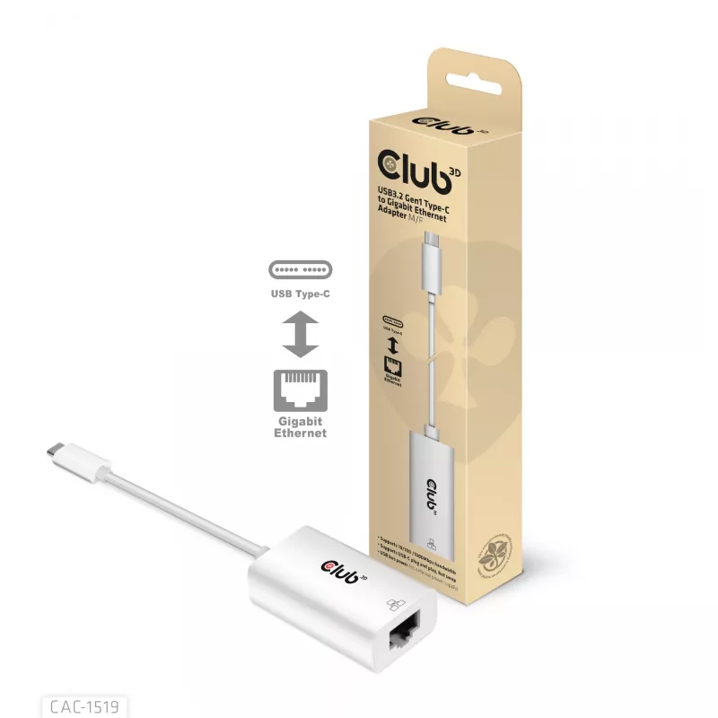 Adaptador USB3.2 Gen1 Type-C a Gigabit Ethernet CLUB3D CAC-1519