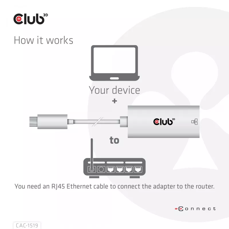 Adaptador USB3.2 Gen1 Type-C a Gigabit Ethernet CLUB3D CAC-1519