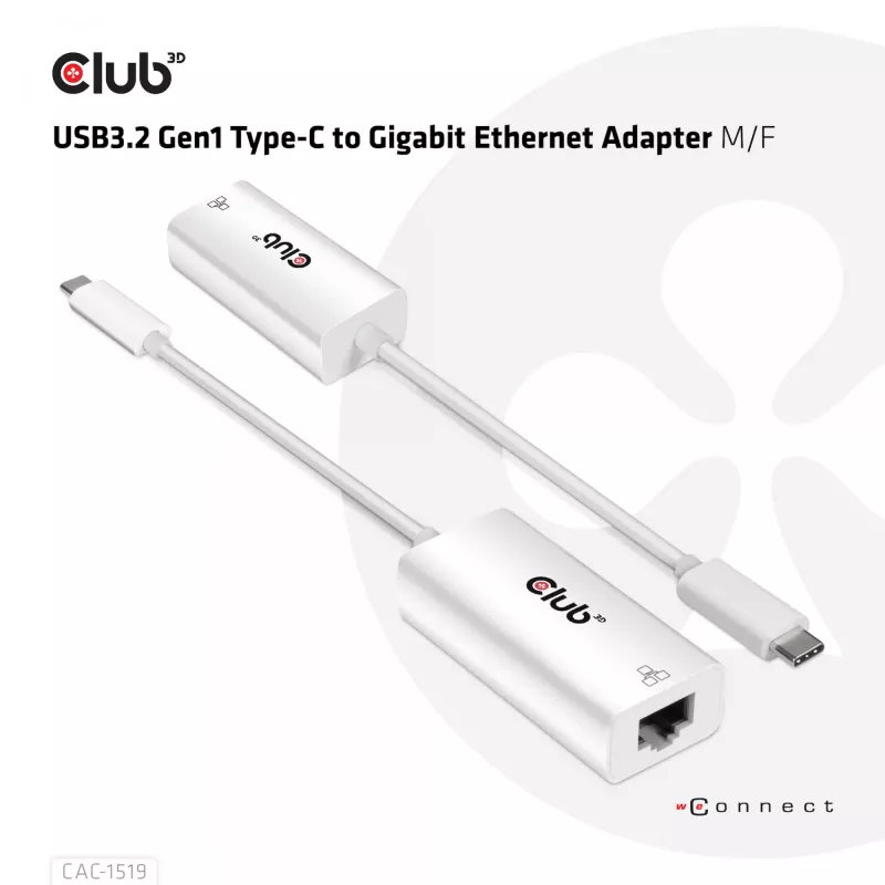Adaptador USB3.2 Gen1 Type-C a Gigabit Ethernet CLUB3D CAC-1519