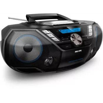 Radio CD Philips AZB798T/12, analógica y digital, DAB, DAB+, FM, reproductor, CD, CD-R, CD-RW, rebobinado rápido, avance rápido, siguiente, anterior, programa, repetir, reproducción aleatoria, 12 W