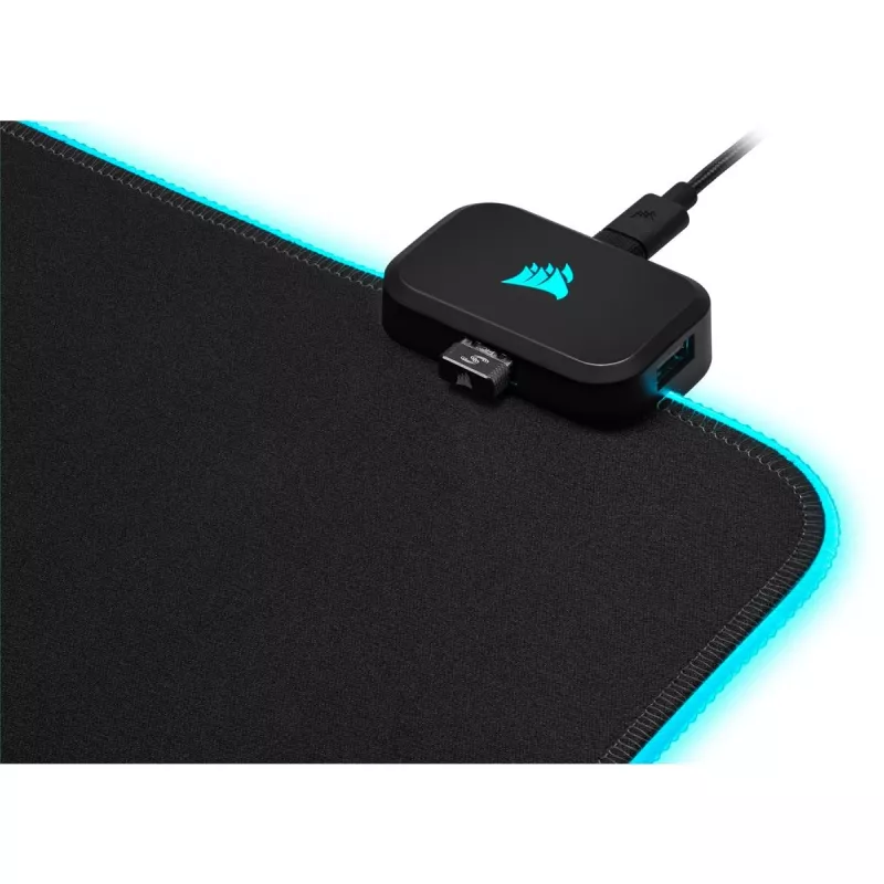 Alfombrilla gaming CORSAIR MM700 RGB — 930×400 mm, 4 mm de grosor, base de goma, retroiluminación LED alimentada por USB, negra