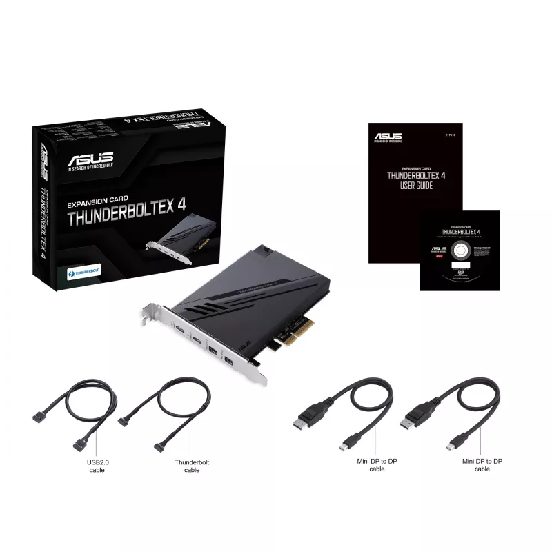 Tarjeta/adaptador de interfaz ASUS ThunderboltEX 4 interno Mini DisplayPort, PCIe, Thunderbolt, USB 2.0, USB 3.2 Gen 2 (3.1 Gen 2)