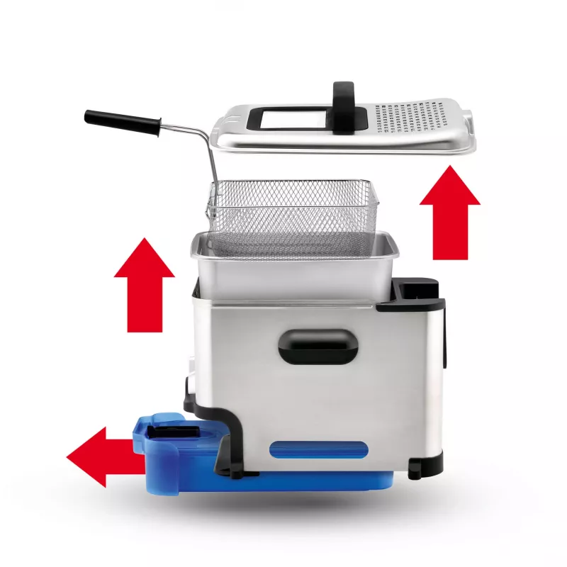 Freidora Tefal Oleoclean Pro Inox & Design FR8040 Single 3,5 l 2300 W negra, acero inoxidable