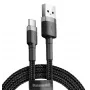 Cable de carga rápida trenzado Cafule BASEUS - USB Type-A a Type-C 2A - 3m - gris/negro (nylon)