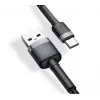 Cable de carga rápida trenzado Cafule BASEUS - USB Type-A a Type-C 2A - 3m - gris/negro (nylon)
