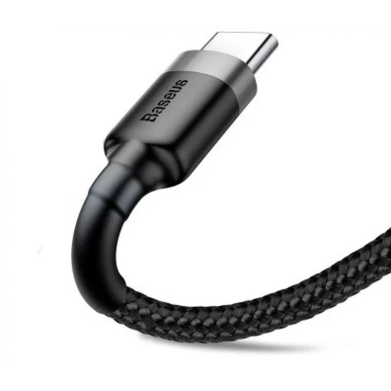 Cable de carga rápida trenzado Cafule BASEUS - USB Type-A a Type-C 2A - 3m - gris/negro (nylon)